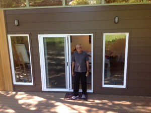 Slim stands outside of his Modern-Shed art studio in San Rafael.